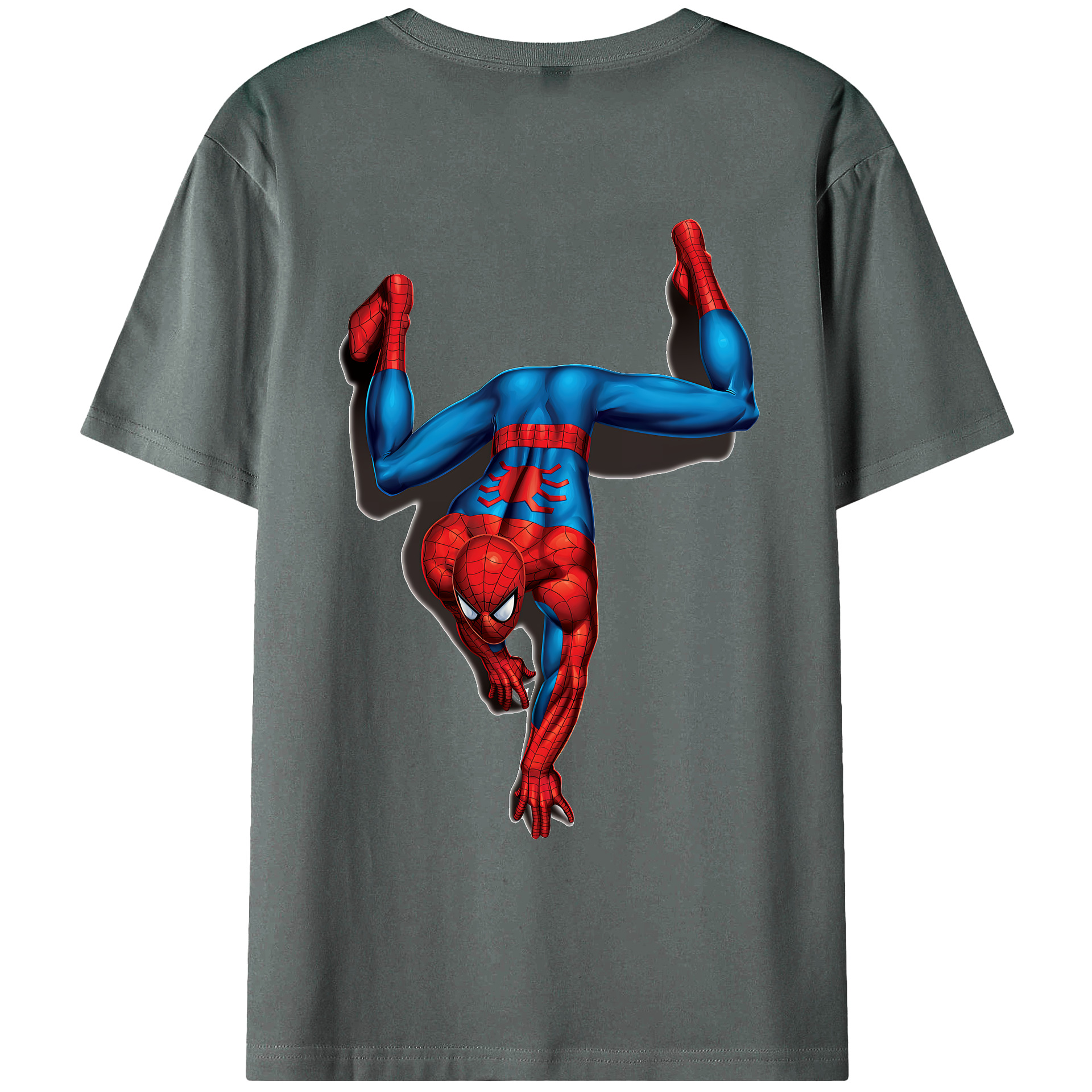 （画像用） Spider Man スパイダーマン 綿100％ メンズ半袖Tシャツ（バックプリント） 通気性